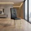 Alma Megapap pu leather dining chair in black color with metal chrome legs 42x53x97cm.