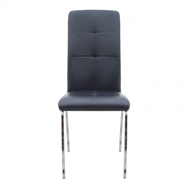 Alma Megapap pu leather dining chair in black color with metal chrome legs 42x53x97cm.