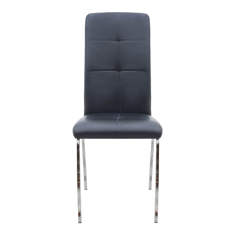 Alma Megapap pu leather dining chair in black color with metal chrome legs 42x53x97cm.