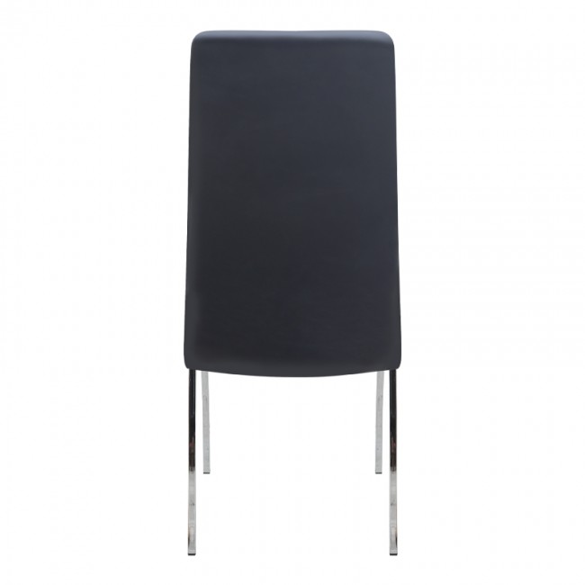Alma Megapap pu leather dining chair in black color with metal chrome legs 42x53x97cm.