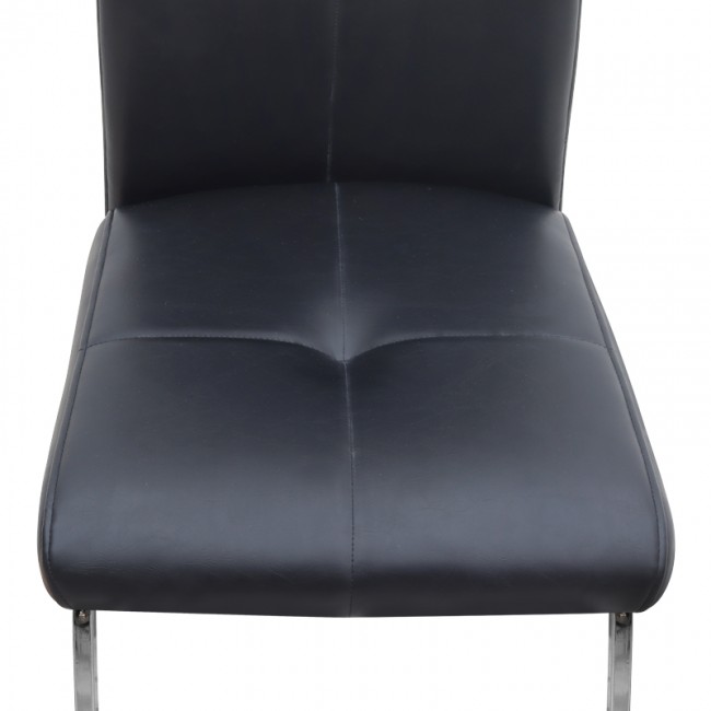 Alma Megapap pu leather dining chair in black color with metal chrome legs 42x53x97cm.