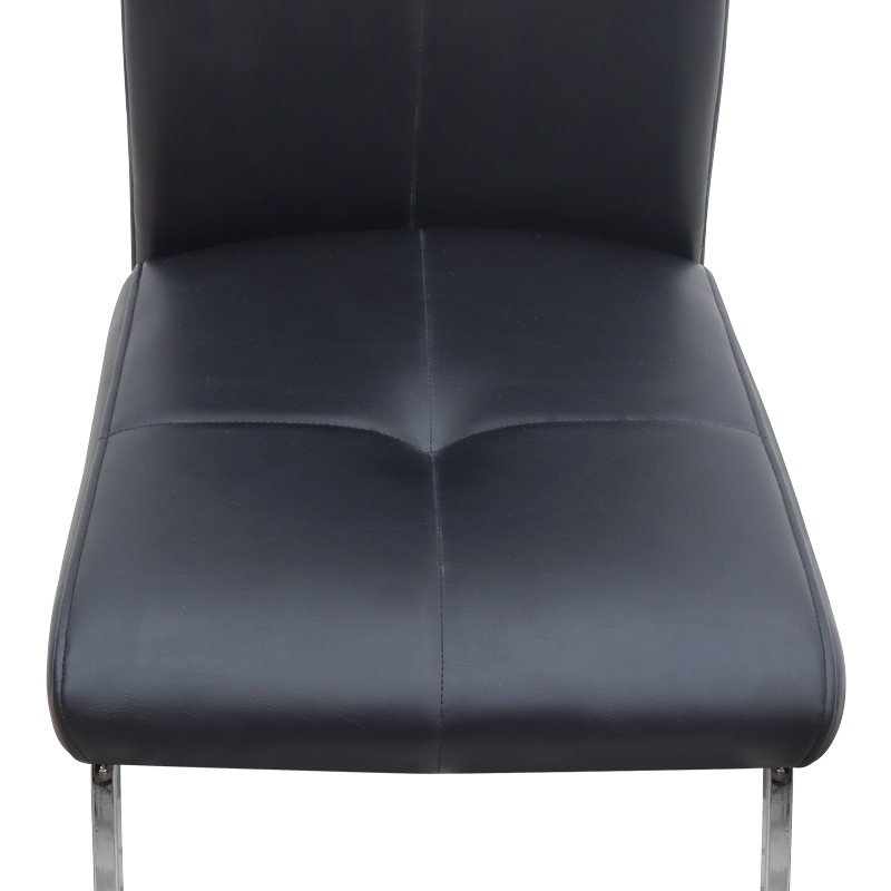 Alma Megapap pu leather dining chair in black color with metal chrome legs 42x53x97cm.