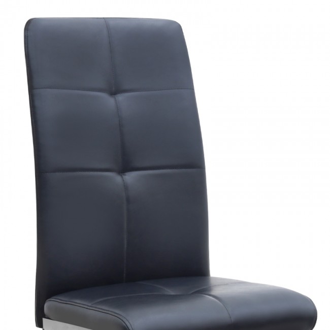 Alma Megapap pu leather dining chair in black color with metal chrome legs 42x53x97cm.