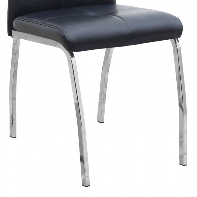 Alma Megapap pu leather dining chair in black color with metal chrome legs 42x53x97cm.