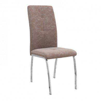 Alma Megapap pu leather dining chair in beige color with metal chrome legs 42x53x97cm.
