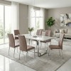 Alma Megapap pu leather dining chair in beige color with metal chrome legs 42x53x97cm.