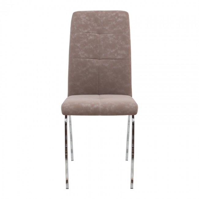 Alma Megapap pu leather dining chair in beige color with metal chrome legs 42x53x97cm.