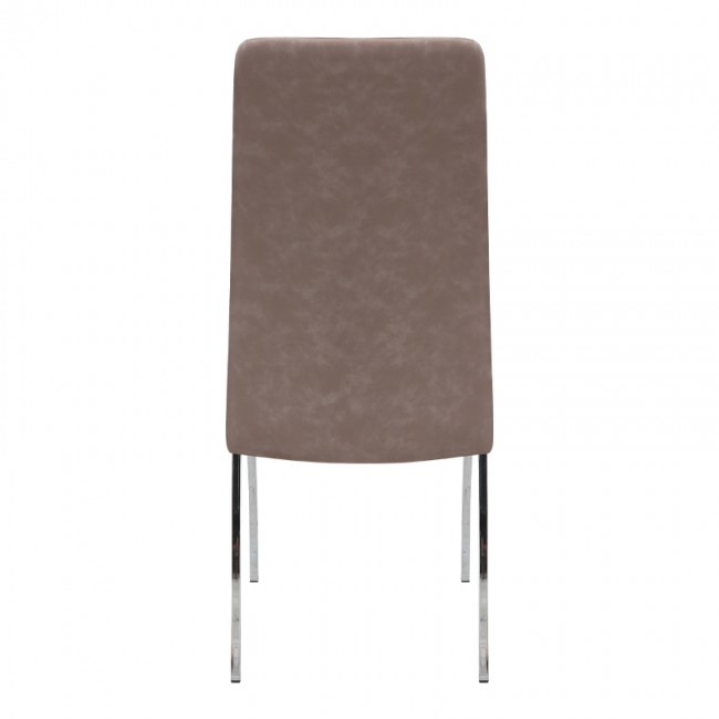 Alma Megapap pu leather dining chair in beige color with metal chrome legs 42x53x97cm.