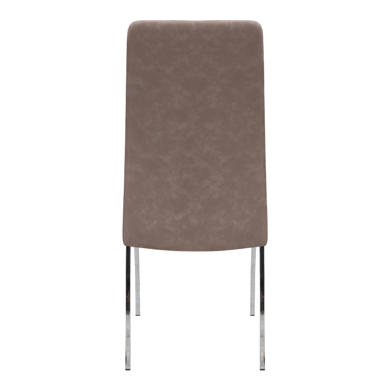 Alma Megapap pu leather dining chair in beige color with metal chrome legs 42x53x97cm.