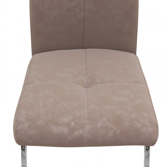 Alma Megapap pu leather dining chair in beige color with metal chrome legs 42x53x97cm.