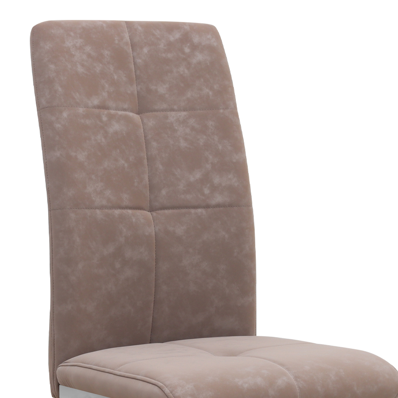 Alma Megapap pu leather dining chair in beige color with metal chrome legs 42x53x97cm.