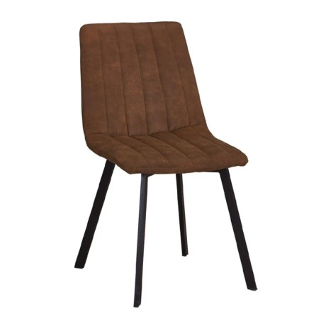 BETTY Chair Black Metal/Suede Brown Fabric