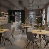 Bianca Megapap fabric dining chair in beige color with black metal leg 43x56x84cm.