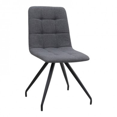 Bianca Megapap fabric dining chair in grey color with black metal leg 43x56x84cm.