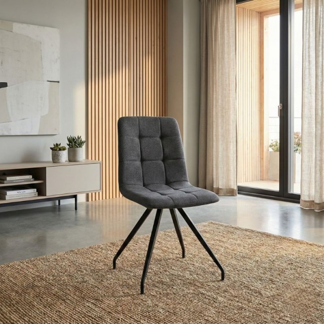 Bianca Megapap fabric dining chair in grey color with black metal leg 43x56x84cm.