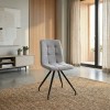 Bianca Megapap fabric dining chair in beige color with black metal leg 43x56x84cm.