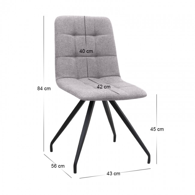 Bianca Megapap fabric dining chair in beige color with black metal leg 43x56x84cm.