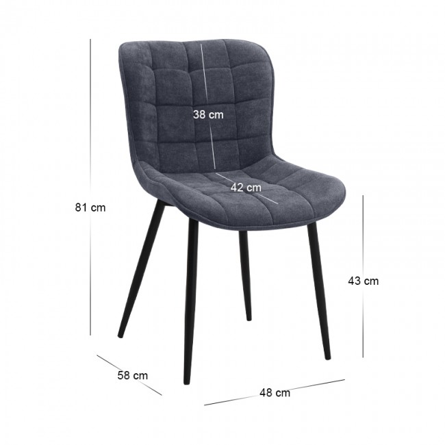 Καρέκλα τραπεζαρίας Chiara Megapap ανθρακί ύφασμα - μεταλλικό μαύρο πόδι 48x58x81εκ.