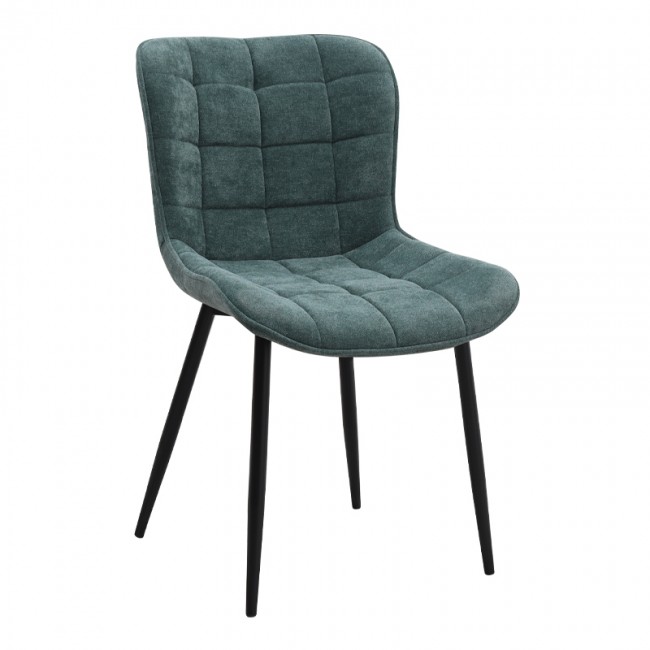 Καρέκλα τραπεζαρίας Chiara Megapap πράσινο ύφασμα - μεταλλικό μαύρο πόδι 48x58x81εκ.