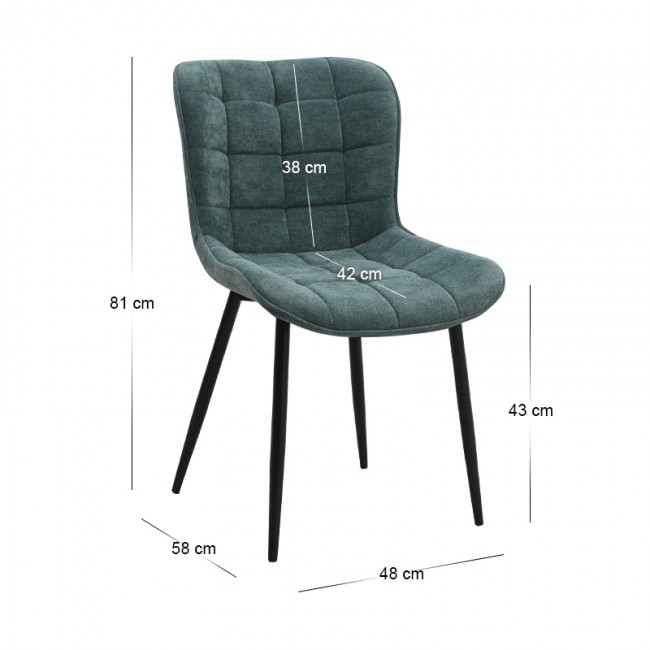 Καρέκλα τραπεζαρίας Chiara Megapap πράσινο ύφασμα - μεταλλικό μαύρο πόδι 48x58x81εκ.