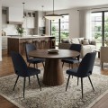 Christy Megapap fabric dining chair in anthracite color with black metal leg 47x59x90cm.