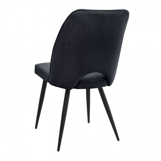 Christy Megapap fabric dining chair in anthracite color with black metal leg 47x59x90cm.