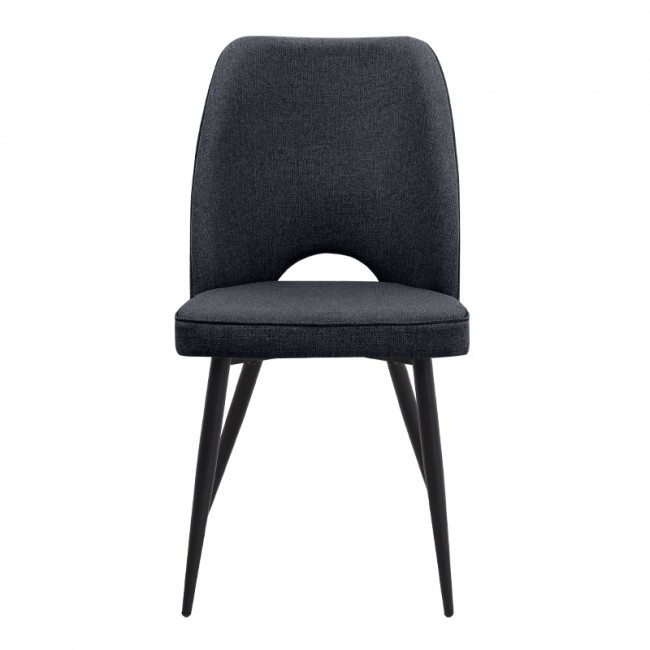 Christy Megapap fabric dining chair in anthracite color with black metal leg 47x59x90cm.