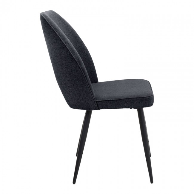 Christy Megapap fabric dining chair in anthracite color with black metal leg 47x59x90cm.