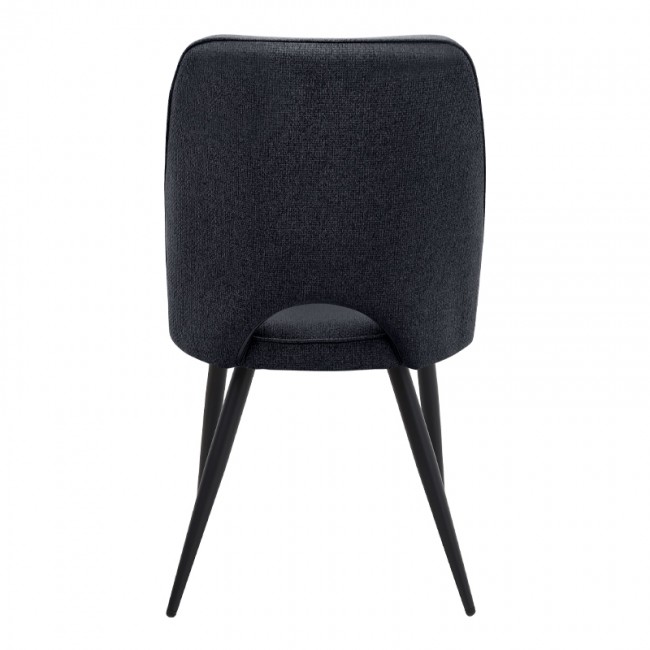 Christy Megapap fabric dining chair in anthracite color with black metal leg 47x59x90cm.