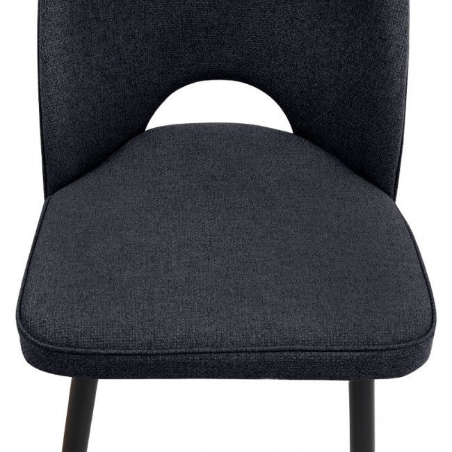 Christy Megapap fabric dining chair in anthracite color with black metal leg 47x59x90cm.