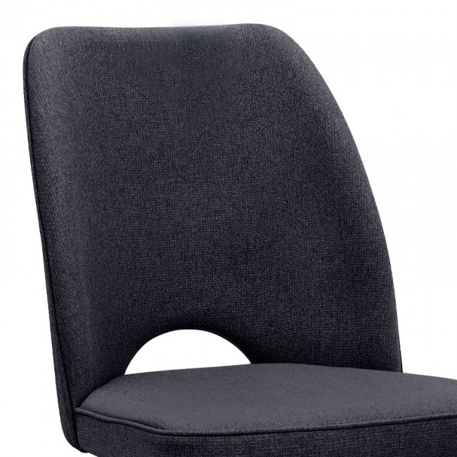 Christy Megapap fabric dining chair in anthracite color with black metal leg 47x59x90cm.