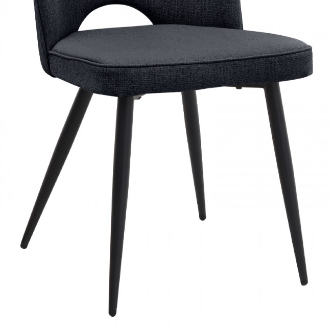 Christy Megapap fabric dining chair in anthracite color with black metal leg 47x59x90cm.