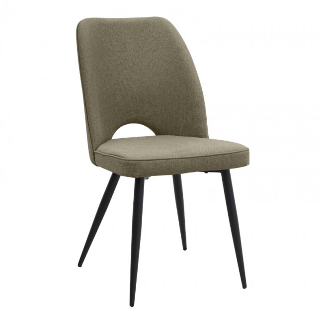 Christy Megapap fabric dining chair in olive color with black metal leg 47x59x90cm.