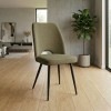 Christy Megapap fabric dining chair in olive color with black metal leg 47x59x90cm.