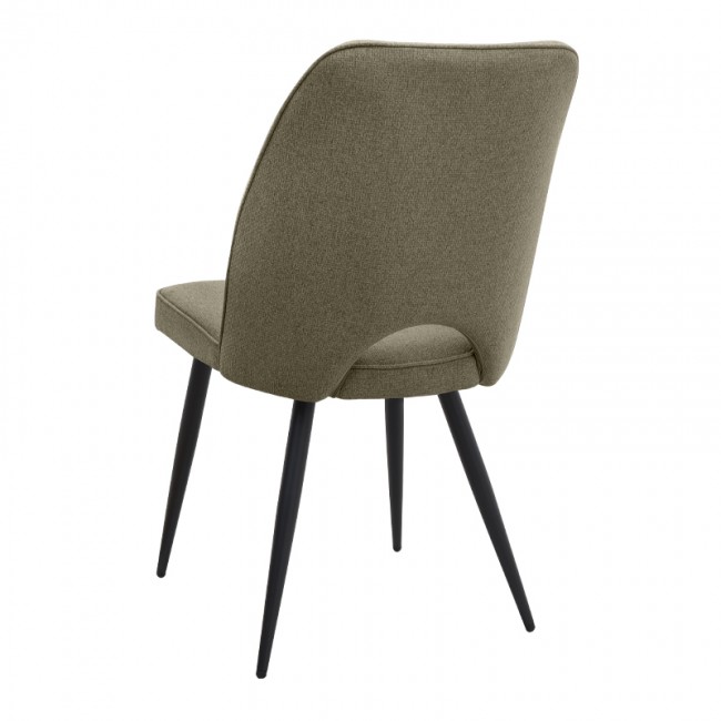 Christy Megapap fabric dining chair in olive color with black metal leg 47x59x90cm.