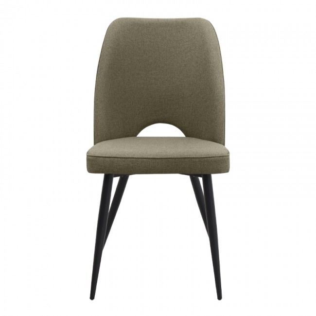 Christy Megapap fabric dining chair in olive color with black metal leg 47x59x90cm.
