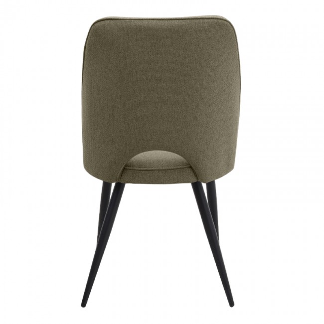 Christy Megapap fabric dining chair in olive color with black metal leg 47x59x90cm.