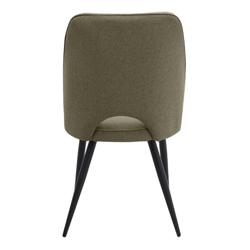 Christy Megapap fabric dining chair in olive color with black metal leg 47x59x90cm.