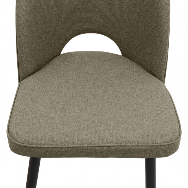 Christy Megapap fabric dining chair in olive color with black metal leg 47x59x90cm.