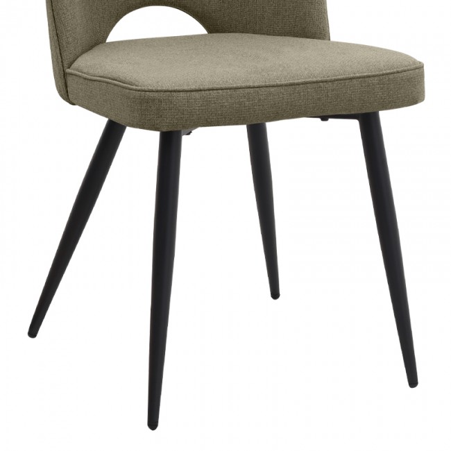 Christy Megapap fabric dining chair in olive color with black metal leg 47x59x90cm.