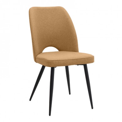 Christy Megapap fabric dining chair in yellow color with black metal leg 47x59x90cm.