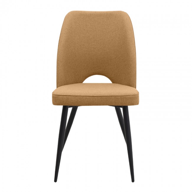Christy Megapap fabric dining chair in yellow color with black metal leg 47x59x90cm.