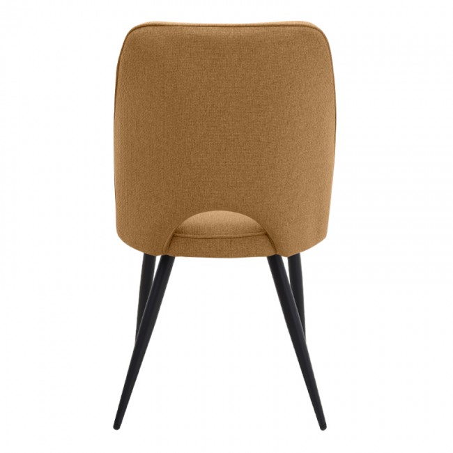 Christy Megapap fabric dining chair in yellow color with black metal leg 47x59x90cm.