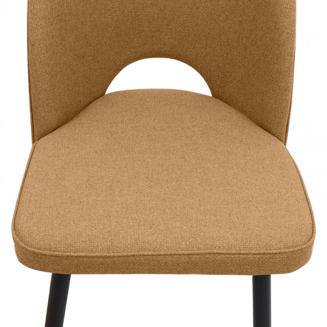 Christy Megapap fabric dining chair in yellow color with black metal leg 47x59x90cm.