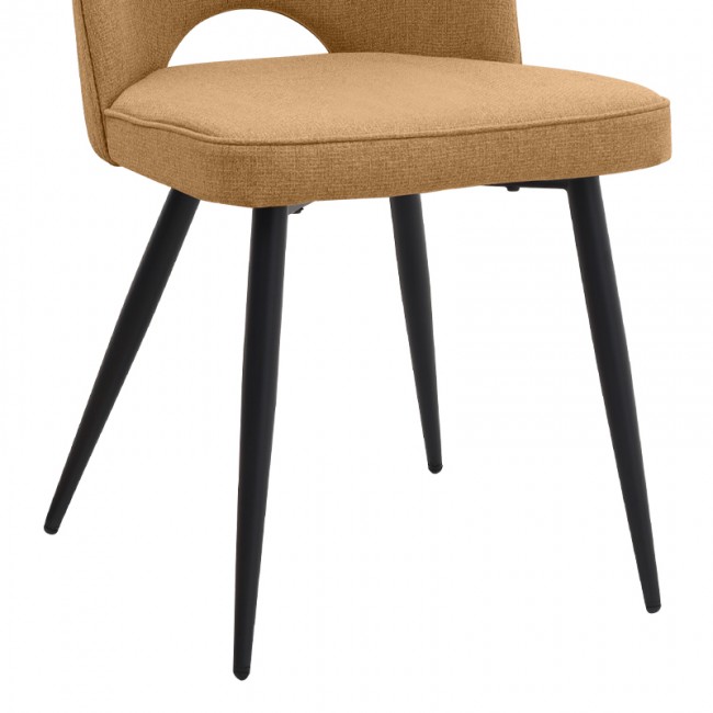 Christy Megapap fabric dining chair in yellow color with black metal leg 47x59x90cm.