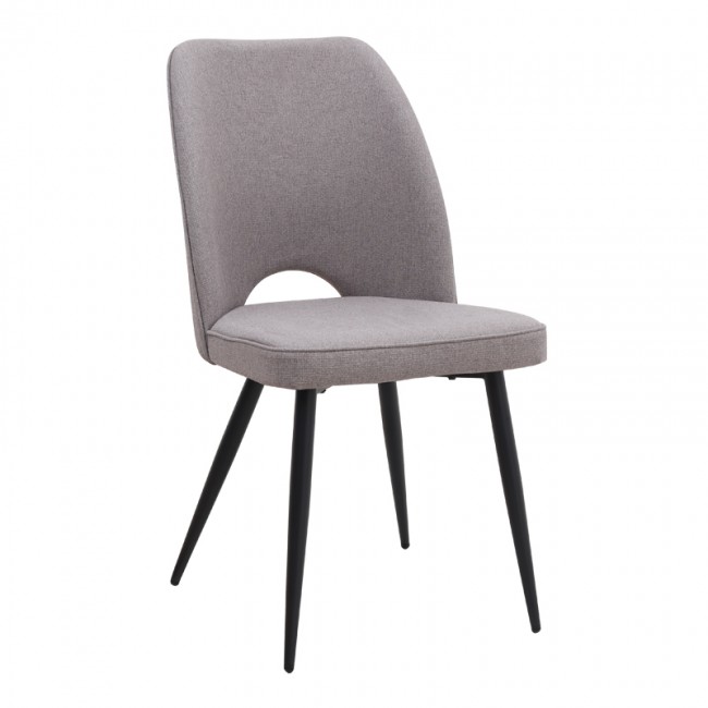 Christy Megapap fabric dining chair in beige color with black metal leg 47x59x90cm.