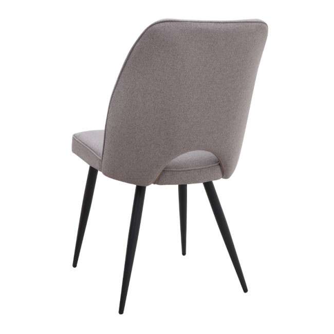 Christy Megapap fabric dining chair in beige color with black metal leg 47x59x90cm.