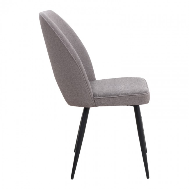 Christy Megapap fabric dining chair in beige color with black metal leg 47x59x90cm.