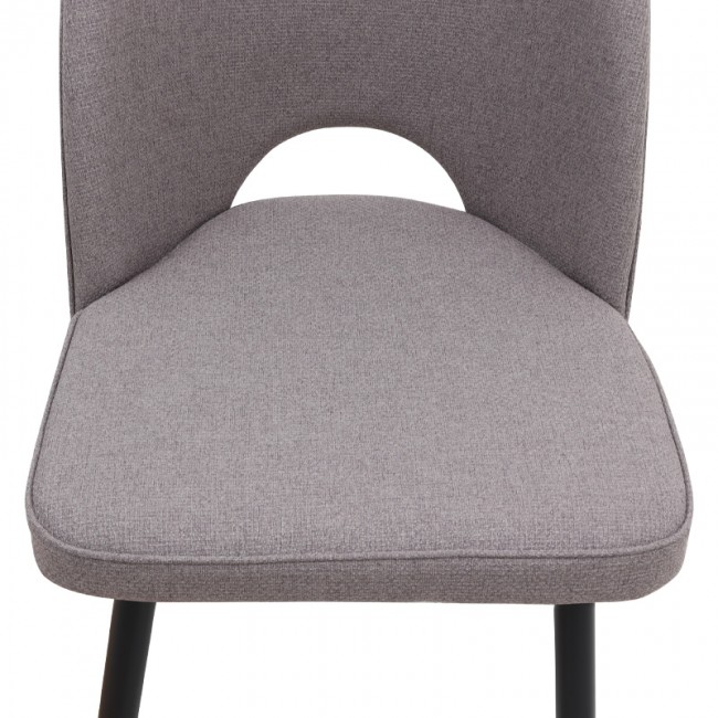 Christy Megapap fabric dining chair in beige color with black metal leg 47x59x90cm.