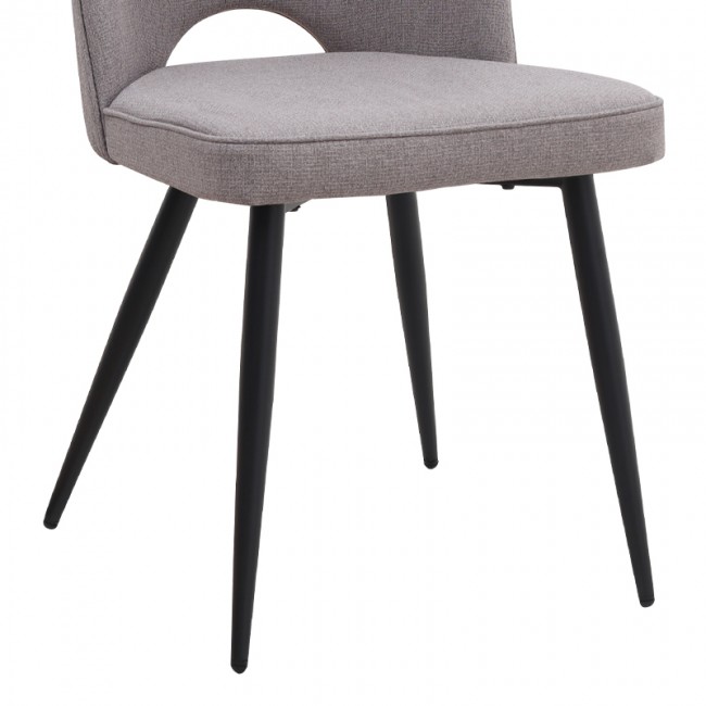 Christy Megapap fabric dining chair in beige color with black metal leg 47x59x90cm.